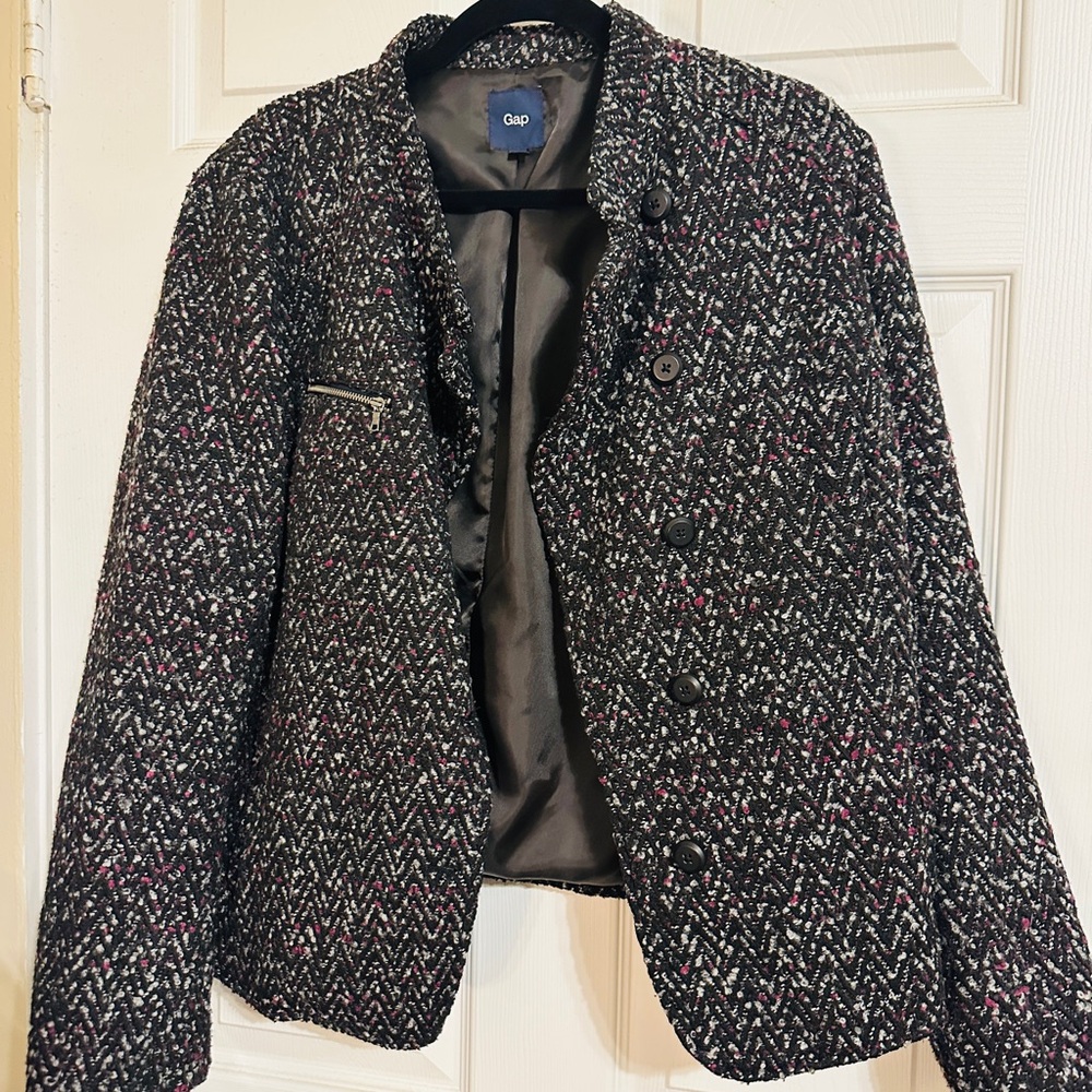GAP Black and White Tweed Blazer